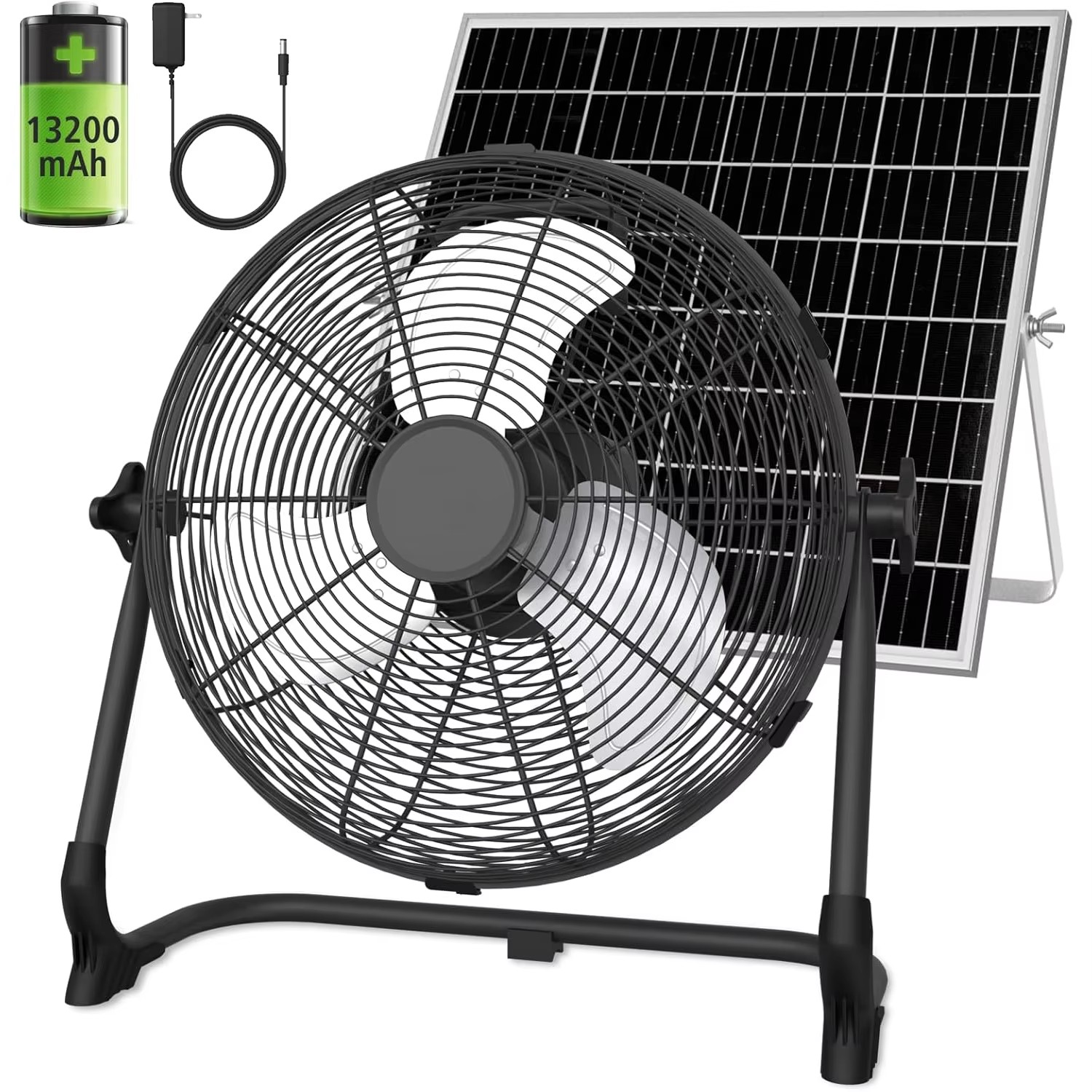Renewable Energy Fan - 12inch Portable Solar Floor Fan Rechargeable